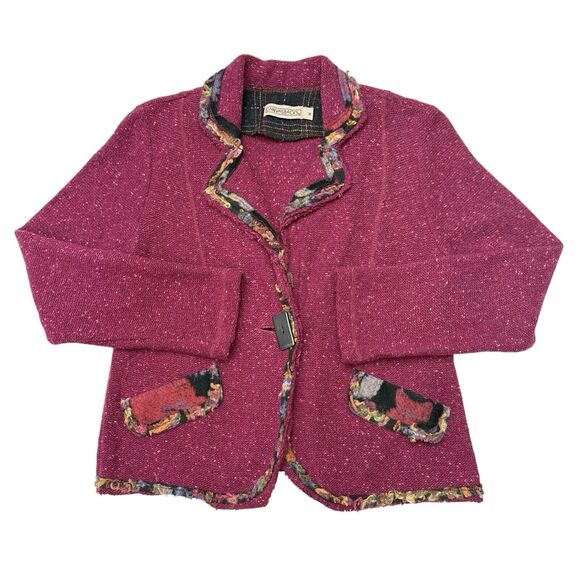 Vintage Canvasbacks Sweater Size Medium Pink Cardigan‎ Lagenlook Art To Wear - Picture 1 of 10
